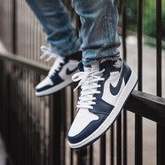 耐克（NIKE）夏季新款男鞋AirJordan1MidAJ1白扣碎小倫納德籃球板鞋官方艦店 554724-174 黑曜石 44