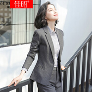 佳昭 職業(yè)裝女裝套裝小西裝女小西服外套氣質(zhì)修身大學生面試工作服 黑西裝+白襯衫+半身裙 L
