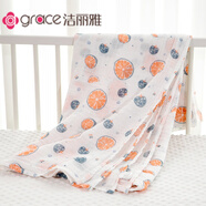 潔麗雅 GRACE新款2層嬰兒紗布蓋被薄款棉質(zhì)蓋毯兒童寶寶夏天空調被子外出蓋巾 2層西柚150X200±5cm