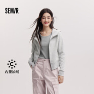 森馬（Semir）外套女短款插肩袖小個子潮2024冬季加絨緊身連帽夾克109724108015