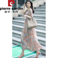 皮爾卡丹雪紡連衣裙子苧麻女裝醋酸夏季2025新款歐貨時(shí)尚連衣裙杭州 圖片色 XL