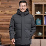 啄木鳥(niǎo)中老年人羽絨服男加厚款連帽老人短款外套爸爸裝冬天衣服爺爺襖子 灰色【加厚升級】 2XL (可穿125-140斤)