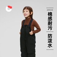 保姆鵝 兒童羽絨背帶褲寶寶耐污羽絨褲加厚冬裝白鴨絨連身褲 炭黑 120