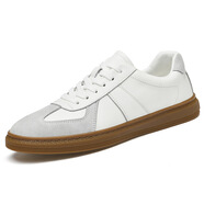 FASHION頭層牛皮復(fù)古德訓(xùn)鞋男士加固車縫線牛筋底 H0865#白色（皮鞋碼）加固車 38