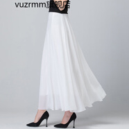 vuzrmm輕奢女裝夏季新品碎花雪紡半身長(zhǎng)裙女士高腰A字中年跳舞半身裙子 白色 L腰圍2.2-2.3尺長(zhǎng)度90厘米