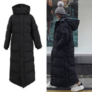 KANJOOPKanJoop 棉服女2021年冬裝韓版過膝棉襖超長款到腳踝學(xué)生藝考棉衣 黑色 2XL 【建議126-140斤】