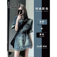 艾美琦美（AIMEIQIMEI）美式復(fù)古牛仔連衣裙女夏季2024年新款小眾設(shè)計(jì)感網(wǎng)紅炸街短裙子女 【牛仔連衣裙】 M