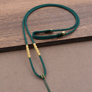 南有栗可調節手工編織佛牌玉佩吊墜掛繩項鏈繩女士男士高檔無(wú)事牌掛脖繩 轉運結掛繩-墨綠色