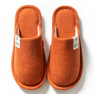 ZUYLFYP秋冬季居家亞麻拖鞋包頭家居情侶室內地板月子男女防滑軟底棉拖鞋 橘色 40/41(適合39-40)