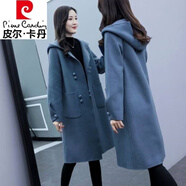 皮爾卡丹（pierre cardin）胖mm大號(hào)毛呢外套女2025新品秋冬寬松中長(zhǎng)款連帽復(fù)古呢子大衣風(fēng)衣 380克龍鳳毛呢面料，款 3XL(155-175斤穿適合)