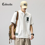 Cebrodz法國 日系polo衫男設計感小眾寬松高級感痞帥上衣 白色 M