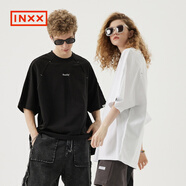 英克斯（inxx）【張凌赫同款】【任嘉倫同款】明星同款插肩刺繡短袖T恤黑白插肩 白色 S