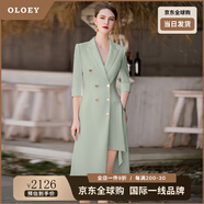 OLOEY奢侈高檔品牌不規(guī)則職業(yè)西裝連衣裙夏季高級(jí)感正式場(chǎng)合女裙高端工 綠色連衣裙 M
