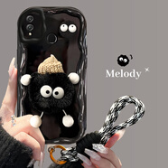 遨空榮耀8X手機殼女男軟殼硅膠全包情侶防摔HONOR 8X外殼套卡通奶油殼搞怪立體毛絨公仔可愛(ài) 黑色奶油殼毛絨煤球公仔單殼 榮耀8x