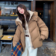 卡吉蘭娜（Kajilanna）羽絨棉服女2024冬季新款短款小個(gè)子學(xué)生棉襖子bf寬松加厚棉衣外套 卡其色 2XL（145-160斤）