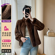 進(jìn)口紫標(biāo)級(jí)整貂皮草外套女式年輕款水貂皮大衣短款2024新款立領(lǐng) 咖色本色 進(jìn)口整貂紫金短二級(jí) M 建議90-105斤