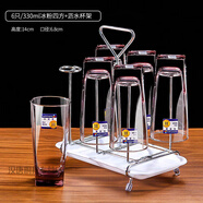 樂(lè )美雅家用透明彩色玻璃杯耐熱茶水杯牛奶杯飲料果汁杯瀝水架套裝