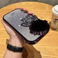 赫豹適用蘋果15promax手機殼潮牌iphone宇航員隱形鏡頭支架防摔電鍍漸變閃粉紙?zhí)杖塑洑?宇航員鏡頭隱形支架-暗夜紫-漸變紫閃粉紙 iPhone14Pro Max