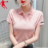 喬丹 短袖t恤女2024夏季新款圓領(lǐng)透氣舒適運動半袖T恤衫跑步健身服女 石英粉（速干POLO） L /175