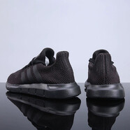 阿迪達(dá)斯 （adidas）跑步鞋男鞋女鞋夏季新款運(yùn)動鞋三葉草網(wǎng)面透氣輕便減震低幫休閑鞋 AQ0863黑色 36