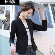 瑞詩(shī)珂網(wǎng)紅小西裝七分袖女薄外套春夏新款韓版氣質(zhì)短款上衣休閑西服 黑色長(cháng)袖款 XL 110-120斤內