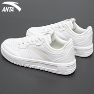 安踏（ANTA）男鞋滑板鞋秋季透氣厚底增高休閑鞋輕質(zhì)軟底運動(dòng)休閑小白鞋 象牙白/芯片灰 41
