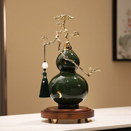 赟婭中式客廳玄關(guān)陶瓷富貴青松葫蘆擺件家居辦公室工藝裝飾品喬遷禮物 富貴青松葫蘆【禮盒款】實(shí)木底座