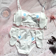 OLOEY內衣女學(xué)生高中無(wú)鋼圈薄小胸可愛(ài)少女日系初中生文胸罩套裝秋 玉桂狗文胸套裝白 75B L(C  80ABC)