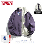 NASA RHUDE秋季外套男裝情侶裝休閑夾克男秋冬棒球服潮流男士春秋款衣服男 836紫色(雙面穿) L (145-160斤)