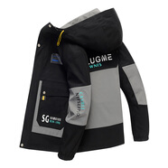 在佐夾克男秋冬新款加絨加厚棉服男士青少年學(xué)生潮流百搭衣服休閑外套 黑灰色213 常規 XL