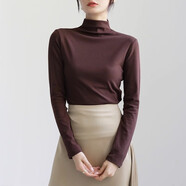 相伊戀人打底衫女外穿25年春秋季半高領(lǐng)純色內(nèi)搭打底衣百搭面膜衣長袖T恤 咖啡色 均碼 【適合80-130斤】