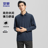 羅蒙（ROMON）長(cháng)袖t恤男polo領(lǐng)中青年春秋純色商務(wù)休閑T恤衫上衣D09