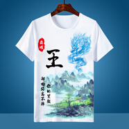 2020夏季中國風(fēng)李張陳百家姓短袖T恤定制姓氏體恤衫衣服個(gè)性男裝可刺繡 【藍(lán)龍款】王可定制 XL可定制