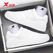 特步男鞋板鞋子男冬季新款平板鞋男士休閑鞋小白鞋潮流滑運動(dòng)鞋滑板鞋 白色0065 40