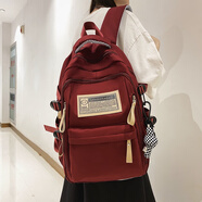 米諾婭書(shū)包女韓版高中生日系初中生大容量減負雙肩包男港風(fēng)大學(xué)生背包 大號純紅色