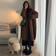 妍莉芬秋冬連衣裙女套裝2024年秋冬裝新款女裝時(shí)尚針織裙子網(wǎng)紅毛衣裙子 咖啡色外套+黑色連衣裙 L
