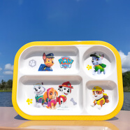 希爾兒童餐盤(pán)卡通分格幼兒園家用寶寶吃飯碗勺子水杯汪汪隊(duì)輔食餐具 黃色長(zhǎng)方形四格盤(pán)28*20.5*1.9cm