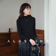 艾路絲婷半高領(lǐng)多色打底衫女2024年秋季新款正肩顯瘦內搭長(cháng)袖T恤 黑色 XL