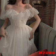 瑪菲萱晚禮服女2022新款高端氣質(zhì)顯瘦生日宴會禮裙超仙溫柔仙氣紗質(zhì)中長 白色連衣裙短款5543# 2XL 180