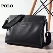POLO  新款男包單肩包頭層牛皮包時尚男包手提包斜挎包包042-p051 黑色