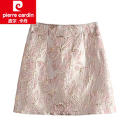皮爾卡丹（pierre cardin）2025夏季新款新中式亮絲刺繡國(guó)風(fēng)a字包臀短裙高腰顯瘦氣質(zhì)半身裙 粉色 S