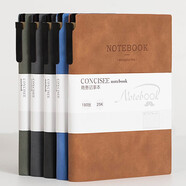 朗捷（longe）180張商務(wù)筆記本本子羊巴皮記事本加厚皮面本子帶筆插日記本會議記錄本定制logo 棕色（單本） B5