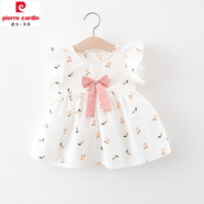 皮爾卡丹（pierre cardin）女童純棉連衣裙夏季兒童小女孩背心裙0到3歲女寶寶夏裝公主裙子 粉紅色小兔蘿卜 80 cm(80cm)