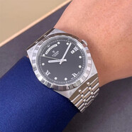 【二手99新】帝舵 皇家系列 瑞士自動機械表 38mm41mm 精鋼男表 日歷 商務(wù)休閑百搭男士腕表 M28600-0004 黑面盤鑲鉆刻度 鋼帶表