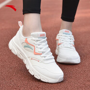 安踏女鞋運動(dòng)鞋春夏新款網(wǎng)面鞋輕質(zhì)透氣跑步鞋輕便防滑休閑鞋媽媽鞋子 【皮面防潑水】白/豆綠/妃紅-9 38