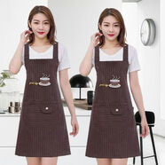 公圣耀圍裙女棉麻罩衣粗布圍裙洋氣背帶男女上班工作服圍腰裙一件裝 咖色一件