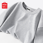名創(chuàng  )優(yōu)品（MINISO）短袖男T恤寬松潮流薄荷曼波穿搭上衣夏季冰感純棉大碼圓領(lǐng)半袖男t 麻灰(純色) S 165 (男女同款)
