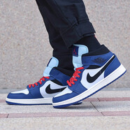 耐克（NIKE）新款男鞋籃球鞋倒鉤AIR JORDAN 1 AJ1 高幫紫鉤藍(lán)紅拼接運(yùn)動(dòng)鞋 852542-400 白藍(lán)腳趾 40