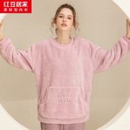 紅豆居家睡衣女秋冬季法蘭絨加絨加大加厚韓版法蘭絨家居服套裝可愛(ài)保暖 J1J732 柔光紫732 160/84A