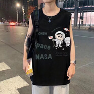 楠子漢 背心坎肩男夏個性潮流無袖寬松潮嘻哈潮牌ins夏季坎袖外穿 黑色【B59】 XL